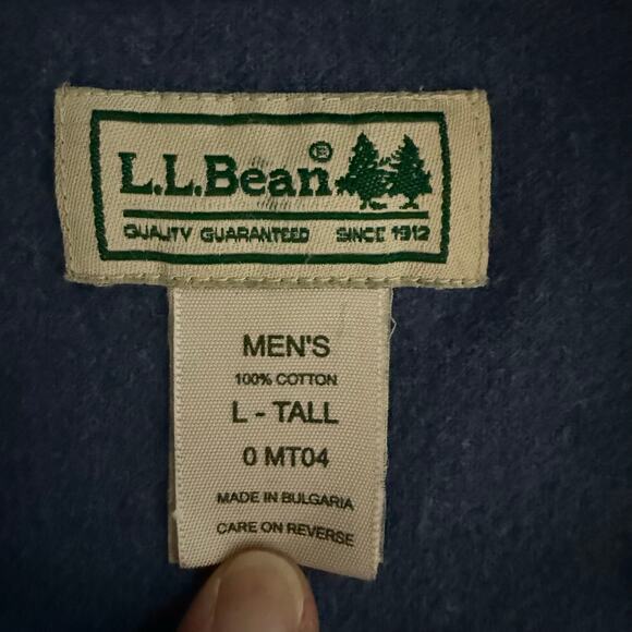 L.L. Bean Blue Heavy Cotton Shirt Jacket Shacket Men’s Large Tall Workwear - Picture 4 of 7